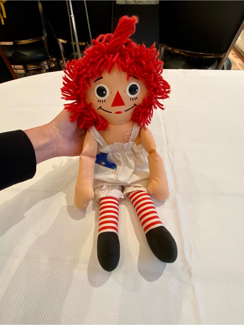 Vintage Raggedy Ann Doll Hasbro Red-Hair with Striped Legs